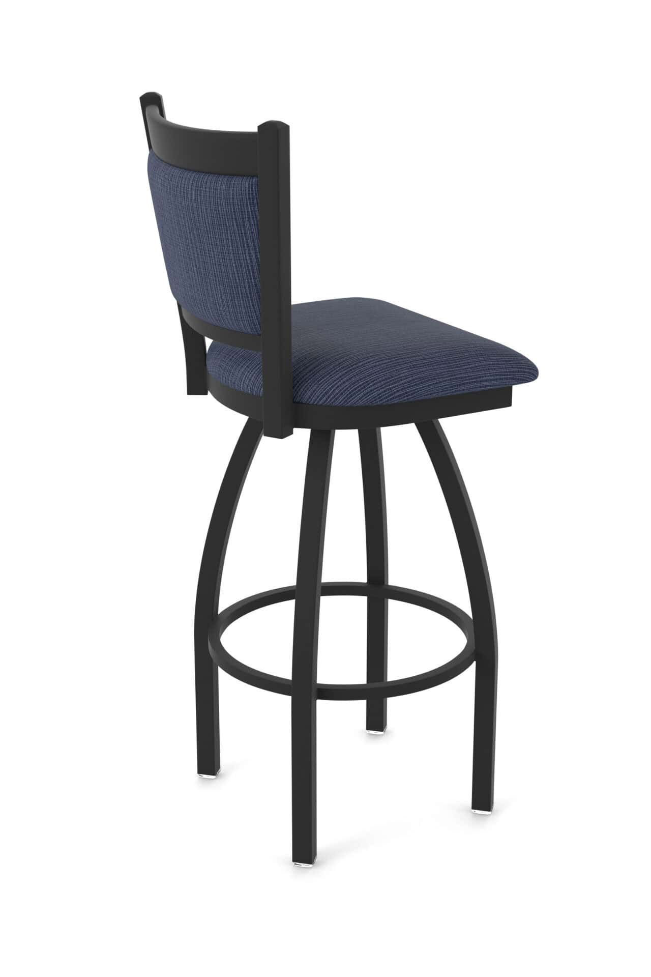 36-Inch Steel Swivel Bar Stool with Black Wrinkle Finish, Graph Anchor 2.5-Inch Cushion Seat, Padded Back, and Single-Ring Base 2 36-Inch Steel Swivel Bar Stool with Black Wrinkle Finish, Graph Anchor 2.5-Inch Cushion Seat, Padded Back, and Single-Ring Base - Image 2