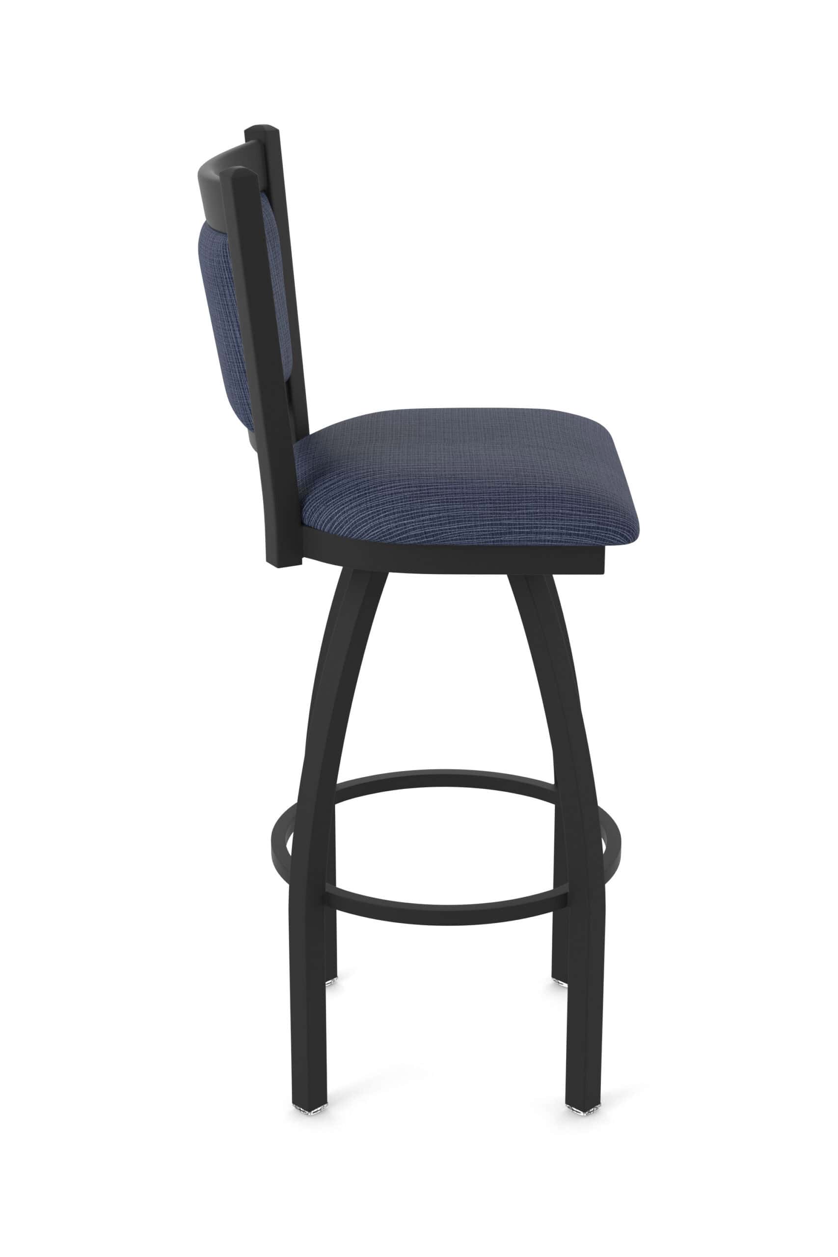 36-Inch Steel Swivel Bar Stool with Black Wrinkle Finish, Graph Anchor 2.5-Inch Cushion Seat, Padded Back, and Single-Ring Base 12 36-Inch Steel Swivel Bar Stool with Black Wrinkle Finish, Graph Anchor 2.5-Inch Cushion Seat, Padded Back, and Single-Ring Base
