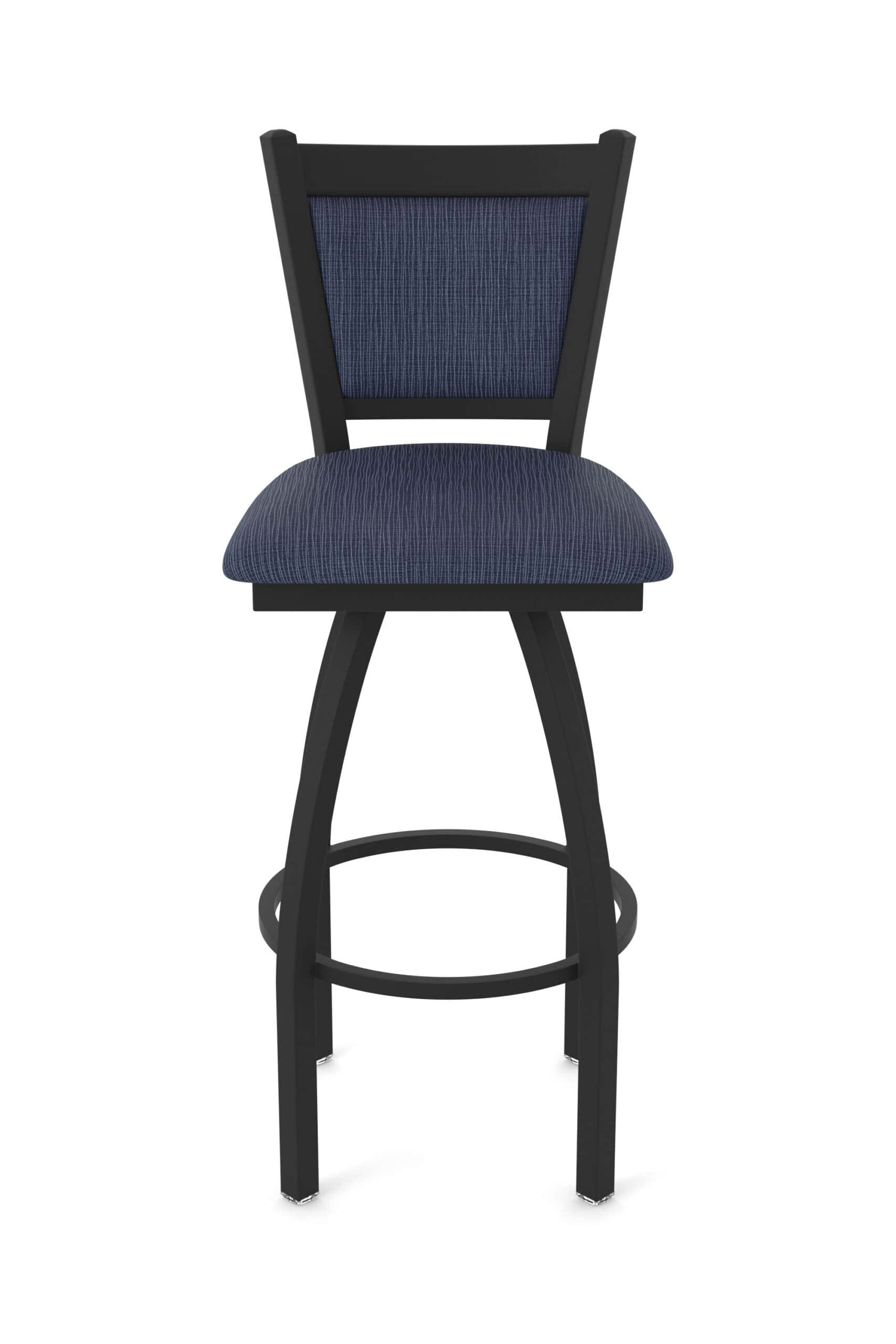 36-Inch Steel Swivel Bar Stool with Black Wrinkle Finish, Graph Anchor 2.5-Inch Cushion Seat, Padded Back, and Single-Ring Base 13 36-Inch Steel Swivel Bar Stool with Black Wrinkle Finish, Graph Anchor 2.5-Inch Cushion Seat, Padded Back, and Single-Ring Base