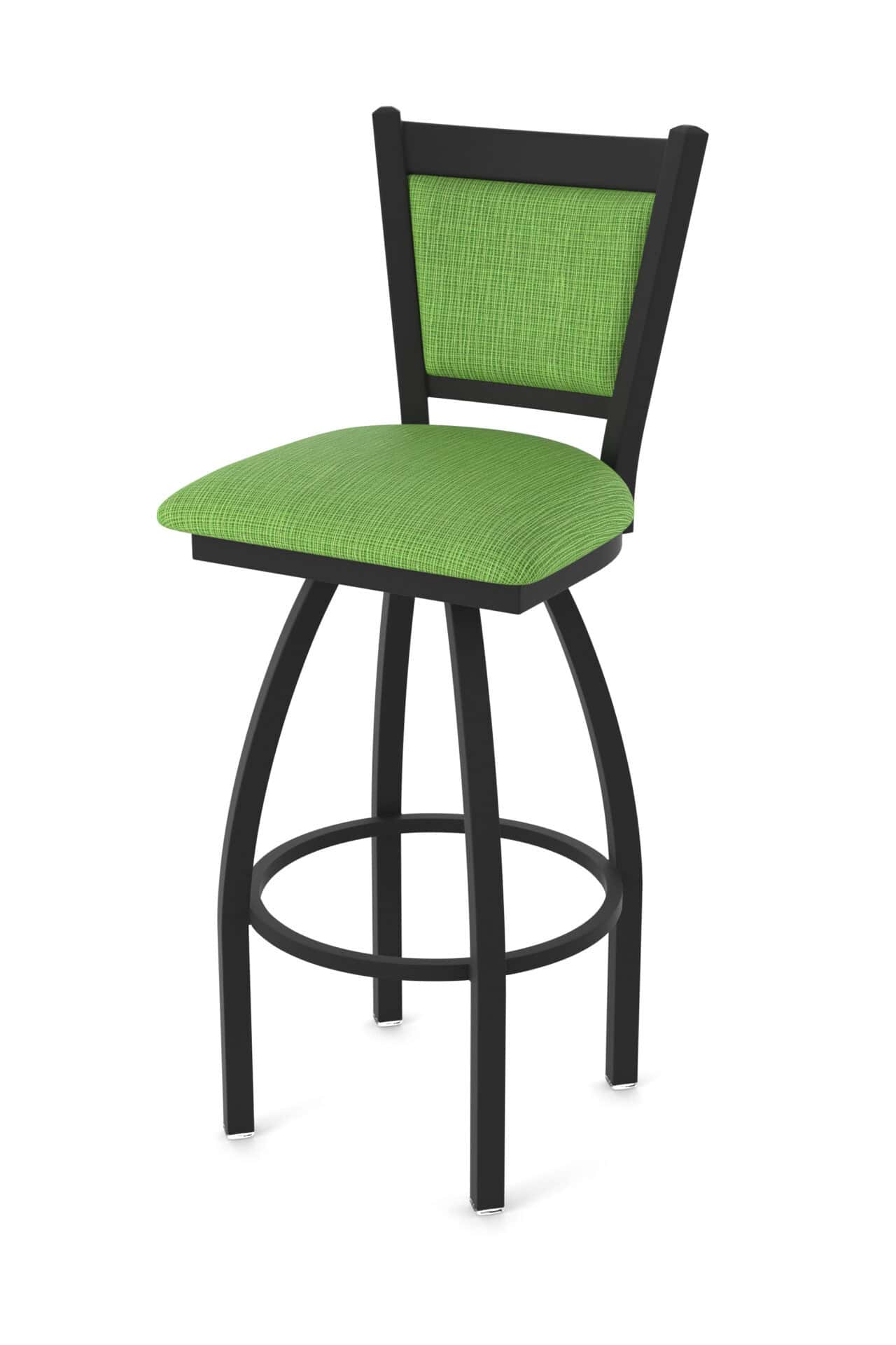 36-Inch Steel Swivel Bar Stool with Black Wrinkle Finish, Graph Parrot 2.5-Inch Cushion Seat, Padded Back, and Single-Ring Base 1 36-Inch Steel Swivel Bar Stool with Black Wrinkle Finish, Graph Parrot 2.5-Inch Cushion Seat, Padded Back, and Single-Ring Base