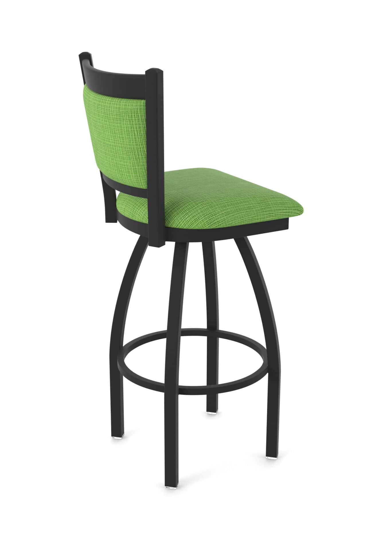 36-Inch Steel Swivel Bar Stool with Black Wrinkle Finish, Graph Parrot 2.5-Inch Cushion Seat, Padded Back, and Single-Ring Base 2 36-Inch Steel Swivel Bar Stool with Black Wrinkle Finish, Graph Parrot 2.5-Inch Cushion Seat, Padded Back, and Single-Ring Base - Image 2