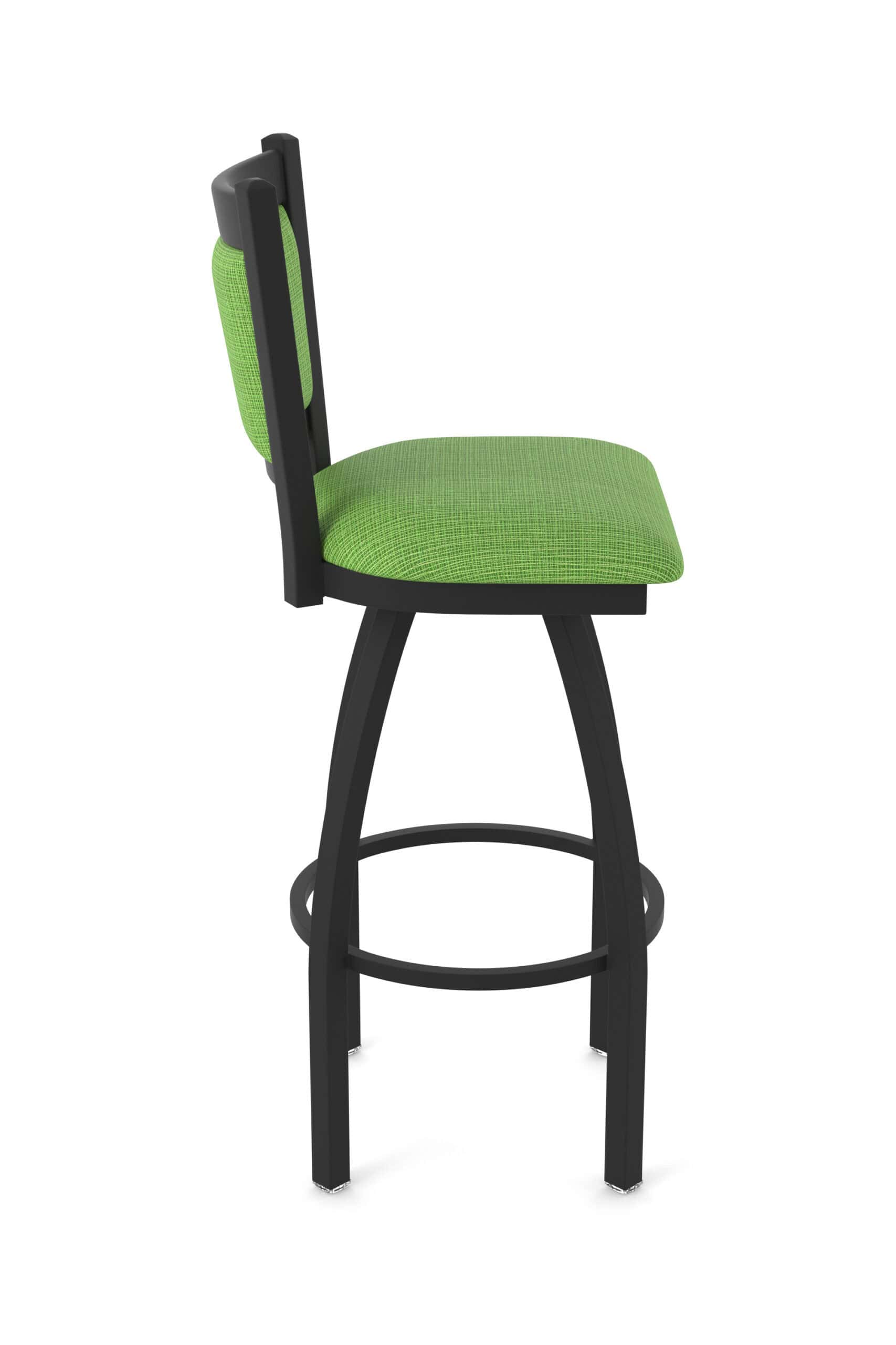 36-Inch Steel Swivel Bar Stool with Black Wrinkle Finish, Graph Parrot 2.5-Inch Cushion Seat, Padded Back, and Single-Ring Base 12 36-Inch Steel Swivel Bar Stool with Black Wrinkle Finish, Graph Parrot 2.5-Inch Cushion Seat, Padded Back, and Single-Ring Base