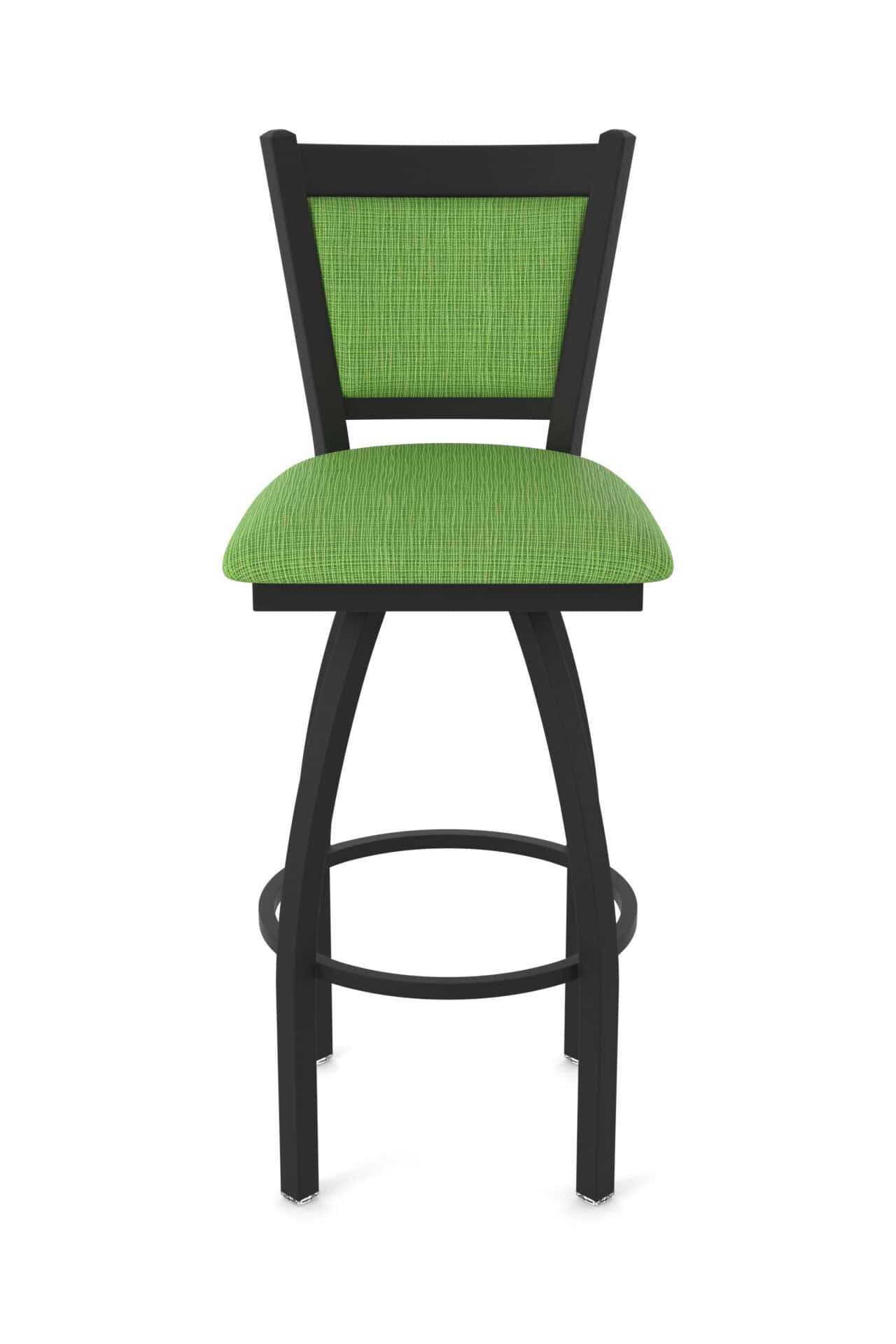 36-Inch Steel Swivel Bar Stool with Black Wrinkle Finish, Graph Parrot 2.5-Inch Cushion Seat, Padded Back, and Single-Ring Base 5 36-Inch Steel Swivel Bar Stool with Black Wrinkle Finish, Graph Parrot 2.5-Inch Cushion Seat, Padded Back, and Single-Ring Base - Image 5