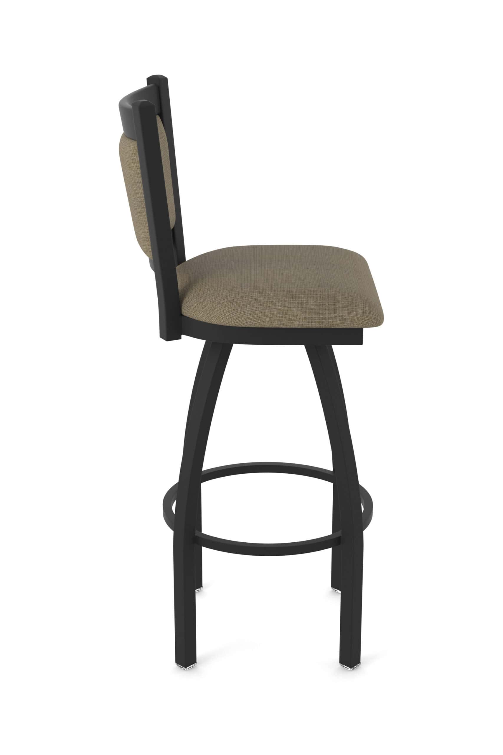 36-Inch Steel Swivel Bar Stool with Black Wrinkle Finish, Graph Cork 2.5-Inch Cushion Seat, Padded Back, and Single-Ring Base 12 36-Inch Steel Swivel Bar Stool with Black Wrinkle Finish, Graph Cork 2.5-Inch Cushion Seat, Padded Back, and Single-Ring Base