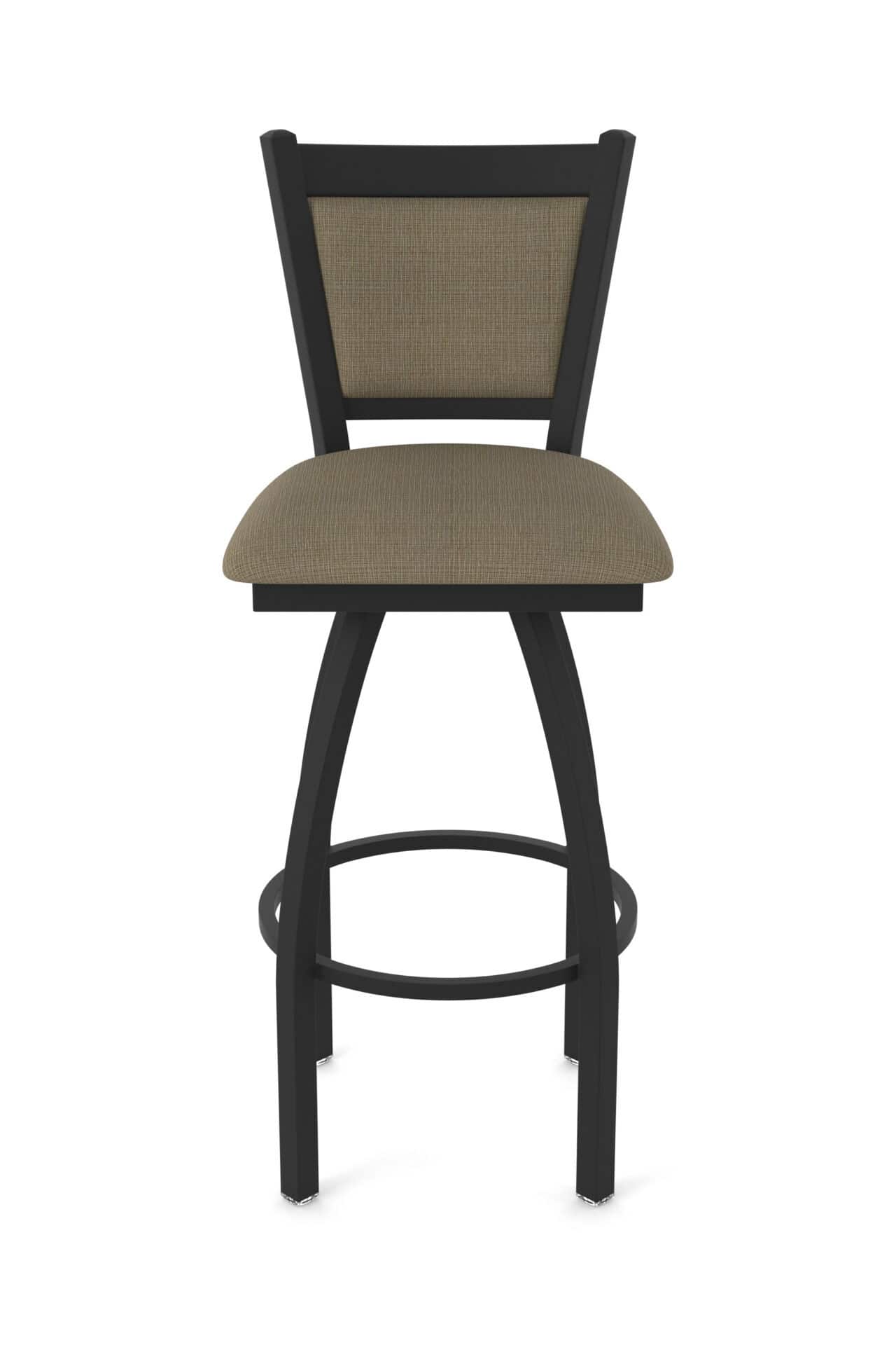 36-Inch Steel Swivel Bar Stool with Black Wrinkle Finish, Graph Cork 2.5-Inch Cushion Seat, Padded Back, and Single-Ring Base 5 36-Inch Steel Swivel Bar Stool with Black Wrinkle Finish, Graph Cork 2.5-Inch Cushion Seat, Padded Back, and Single-Ring Base - Image 5