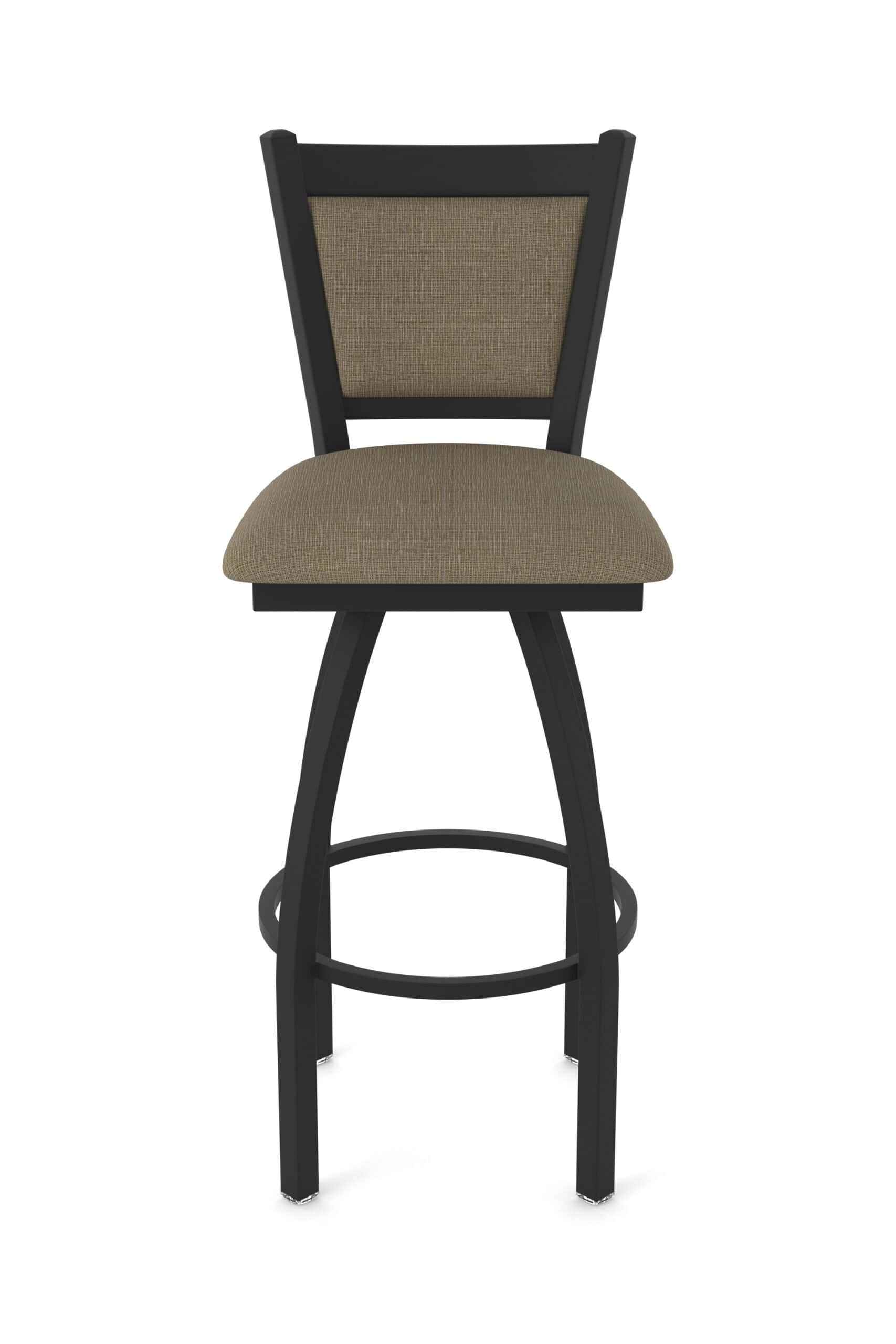 36-Inch Steel Swivel Bar Stool with Black Wrinkle Finish, Graph Cork 2.5-Inch Cushion Seat, Padded Back, and Single-Ring Base 13 36-Inch Steel Swivel Bar Stool with Black Wrinkle Finish, Graph Cork 2.5-Inch Cushion Seat, Padded Back, and Single-Ring Base
