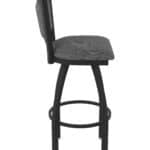 30-Inch Steel Swivel Bar Stool with Black Wrinkle Finish, Graph Coal 2.5-Inch Cushion Seat, Padded Back, and Single-Ring Base