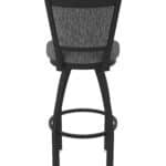 30-Inch Steel Swivel Bar Stool with Black Wrinkle Finish, Graph Coal 2.5-Inch Cushion Seat, Padded Back, and Single-Ring Base