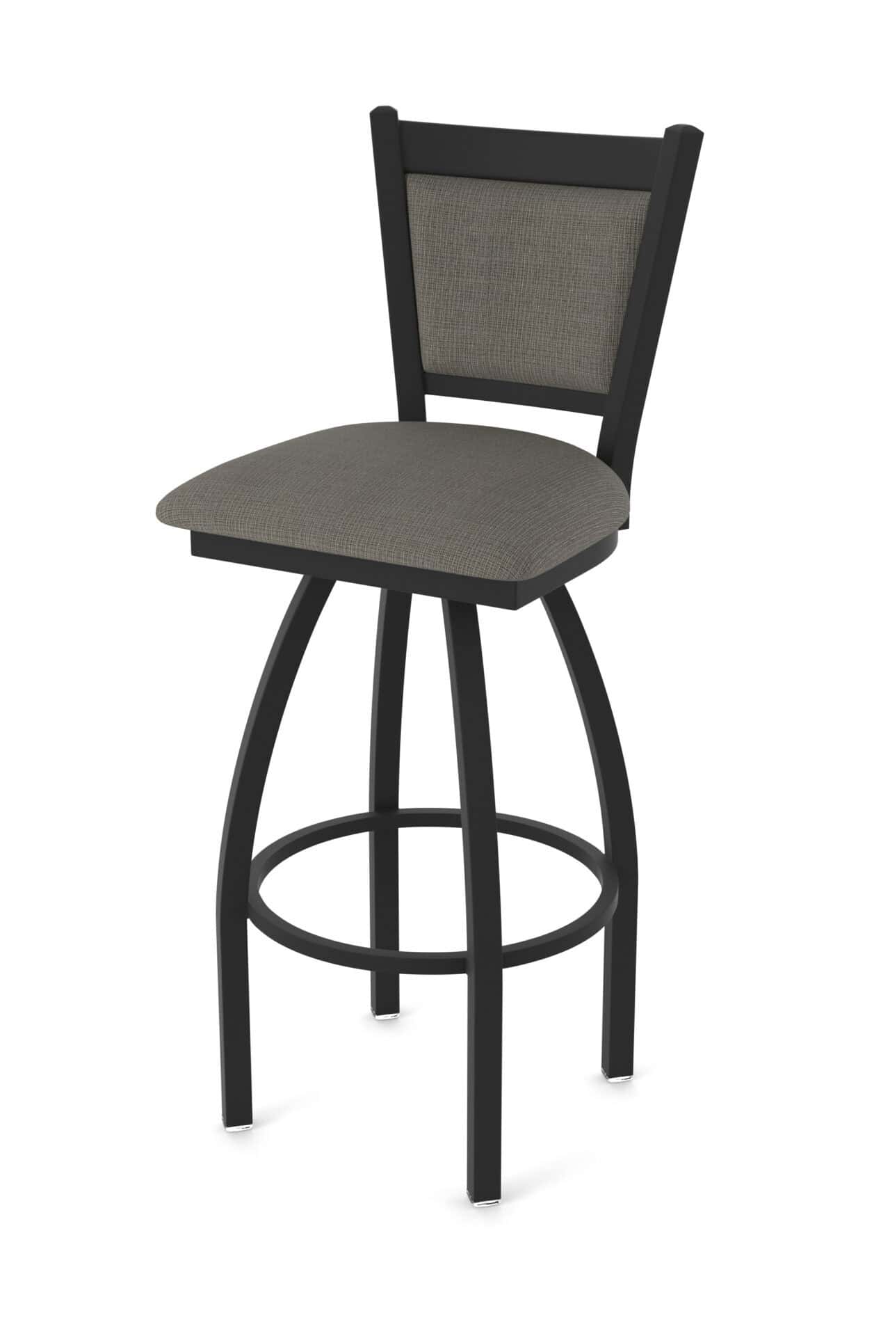 36-Inch Steel Swivel Bar Stool with Black Wrinkle Finish, Graph Chalice 2.5-Inch Cushion Seat, Padded Back, and Single-Ring Base 1 36-Inch Steel Swivel Bar Stool with Black Wrinkle Finish, Graph Chalice 2.5-Inch Cushion Seat, Padded Back, and Single-Ring Base