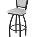 36-Inch Steel Swivel Bar Stool with Black Wrinkle Finish, Graph Alpine 2.5-Inch Cushion Seat, Padded Back, and Single-Ring Base