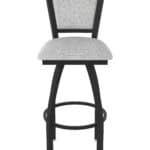 36-Inch Steel Swivel Bar Stool with Black Wrinkle Finish, Graph Alpine 2.5-Inch Cushion Seat, Padded Back, and Single-Ring Base