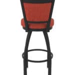 30-Inch Steel Swivel Bar Stool with Black Wrinkle Finish, Graph Poppy 2.5-Inch Cushion Seat, Padded Back, and Single-Ring Base