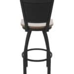 25-Inch Steel Swivel Counter Stool with Black Wrinkle Finish, Dark Maple Solid Maple Wood Seat, Padded Back, and Single-Ring Base