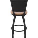30-Inch Steel Swivel Bar Stool with Black Wrinkle Finish, Medium Maple Solid Maple Wood Seat, Padded Back, and Single-Ring Base