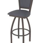 30-Inch Steel Swivel Bar Stool with Bronze Finish, Canter Storm 2.5-Inch Cushion Seat, Padded Back, and Single-Ring Base