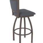30-Inch Steel Swivel Bar Stool with Bronze Finish, Canter Storm 2.5-Inch Cushion Seat, Padded Back, and Single-Ring Base