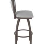 30-Inch Steel Swivel Bar Stool with Bronze Finish, Canter Folkstone Grey 2.5-Inch Cushion Seat, Padded Back, and Single-Ring Base