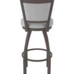 30-Inch Steel Swivel Bar Stool with Bronze Finish, Canter Folkstone Grey 2.5-Inch Cushion Seat, Padded Back, and Single-Ring Base
