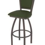 25-Inch Steel Swivel Counter Stool with Bronze Finish, Canter Pine 2.5-Inch Cushion Seat, Padded Back, and Single-Ring Base