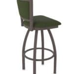 25-Inch Steel Swivel Counter Stool with Bronze Finish, Canter Pine 2.5-Inch Cushion Seat, Padded Back, and Single-Ring Base