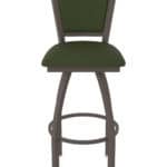 25-Inch Steel Swivel Counter Stool with Bronze Finish, Canter Pine 2.5-Inch Cushion Seat, Padded Back, and Single-Ring Base