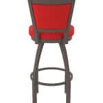 25-Inch Steel Swivel Counter Stool with Bronze Finish, Canter Red 2.5-Inch Cushion Seat, Padded Back, and Single-Ring Base