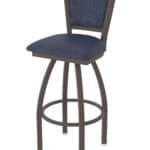 30-Inch Steel Swivel Bar Stool with Bronze Finish, Graph Anchor 2.5-Inch Cushion Seat, Padded Back, and Single-Ring Base