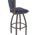30-Inch Steel Swivel Bar Stool with Bronze Finish, Graph Anchor 2.5-Inch Cushion Seat, Padded Back, and Single-Ring Base