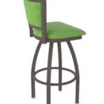 36-Inch Steel Swivel Bar Stool with Bronze Finish, Graph Parrot 2.5-Inch Cushion Seat, Padded Back, and Single-Ring Base