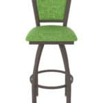 36-Inch Steel Swivel Bar Stool with Bronze Finish, Graph Parrot 2.5-Inch Cushion Seat, Padded Back, and Single-Ring Base