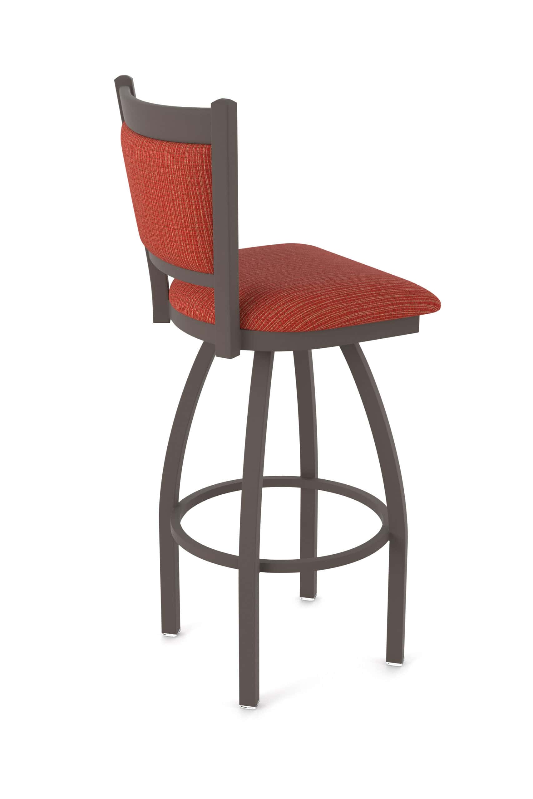 36-Inch Steel Swivel Bar Stool with Bronze Finish, Graph Poppy 2.5-Inch Cushion Seat, Padded Back, and Single-Ring Base 10 36-Inch Steel Swivel Bar Stool with Bronze Finish, Graph Poppy 2.5-Inch Cushion Seat, Padded Back, and Single-Ring Base