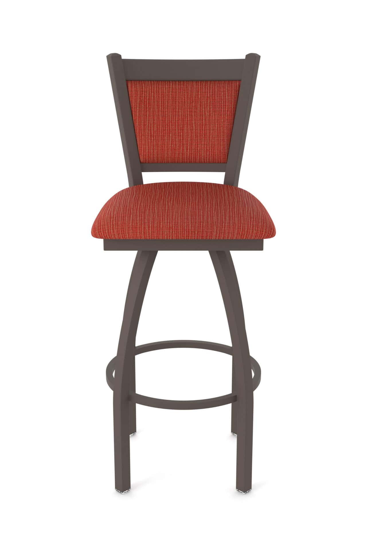 36-Inch Steel Swivel Bar Stool with Bronze Finish, Graph Poppy 2.5-Inch Cushion Seat, Padded Back, and Single-Ring Base 5 36-Inch Steel Swivel Bar Stool with Bronze Finish, Graph Poppy 2.5-Inch Cushion Seat, Padded Back, and Single-Ring Base - Image 5