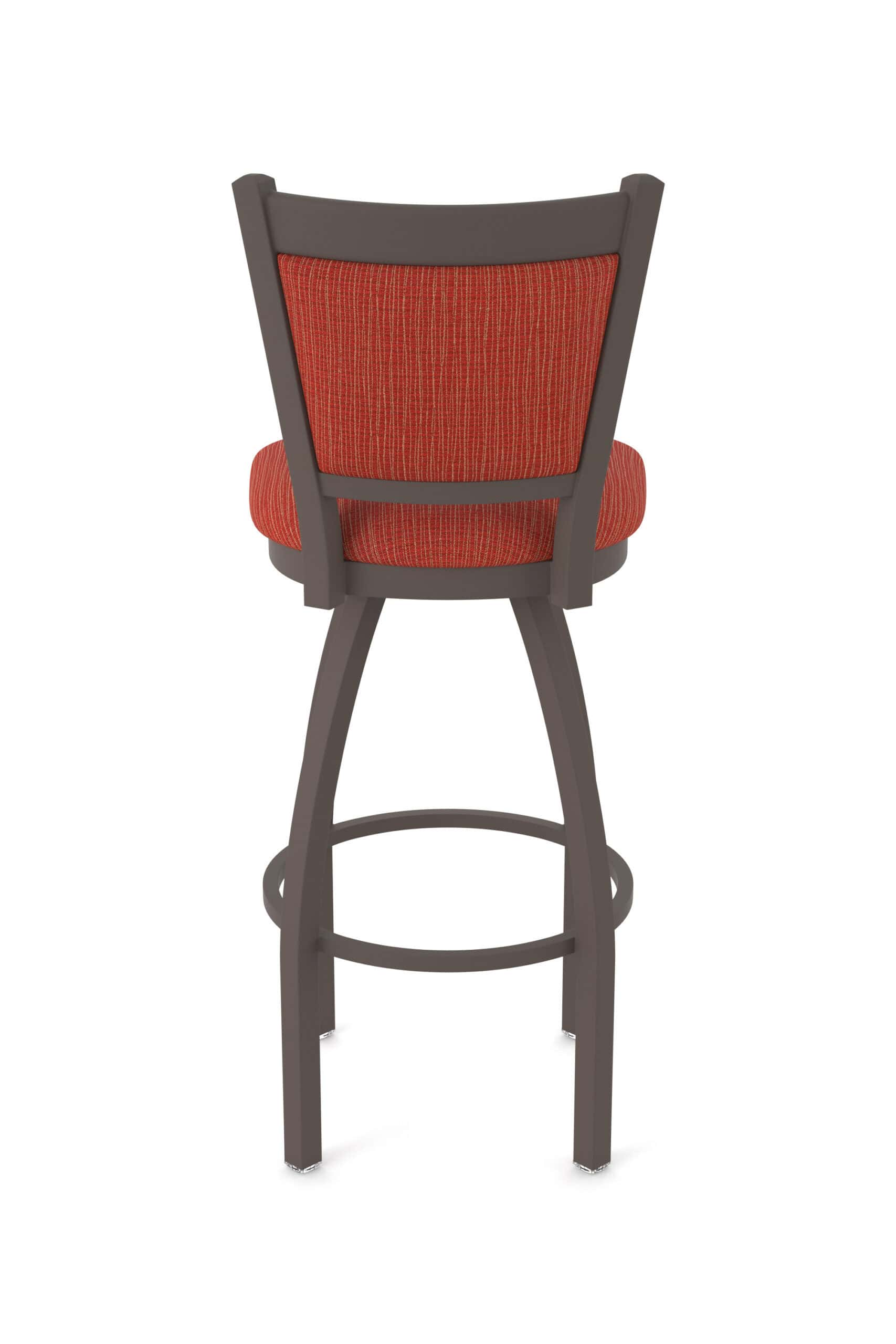36-Inch Steel Swivel Bar Stool with Bronze Finish, Graph Poppy 2.5-Inch Cushion Seat, Padded Back, and Single-Ring Base 14 36-Inch Steel Swivel Bar Stool with Bronze Finish, Graph Poppy 2.5-Inch Cushion Seat, Padded Back, and Single-Ring Base
