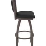 30-Inch Steel Swivel Bar Stool with Bronze Finish, Black Vinyl 2.5-Inch Cushion Seat, Padded Back, and Single-Ring Base