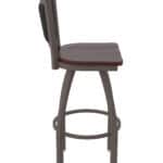 30-Inch Steel Swivel Bar Stool with Bronze Finish, Dark Cherry Maple Solid Maple Wood Seat, Padded Back, and Single-Ring Base