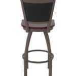 30-Inch Steel Swivel Bar Stool with Bronze Finish, Dark Cherry Maple Solid Maple Wood Seat, Padded Back, and Single-Ring Base