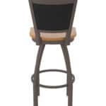 30-Inch Steel Swivel Bar Stool with Bronze Finish, Medium Maple Solid Maple Wood Seat, Padded Back, and Single-Ring Base