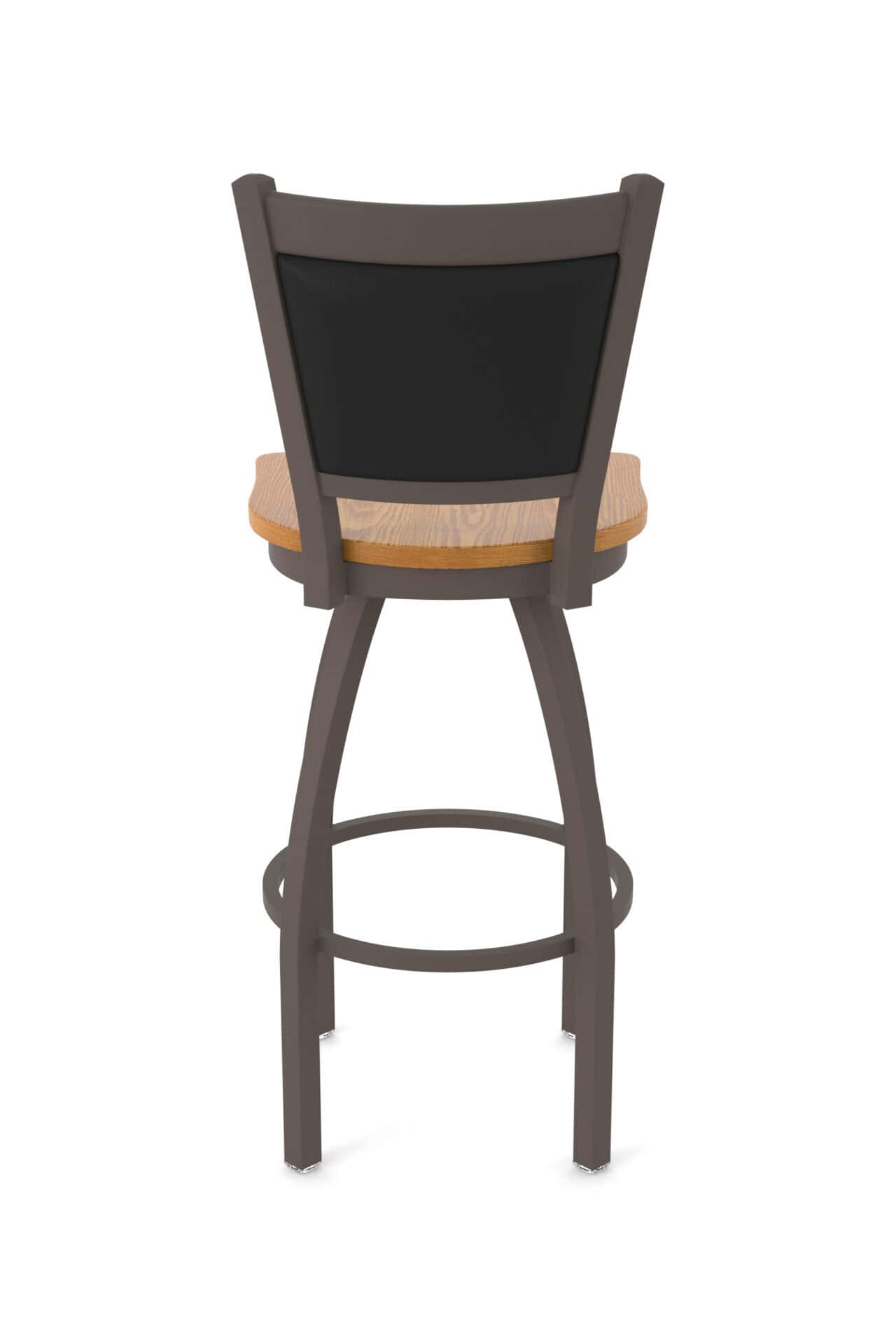 36-Inch Steel Swivel Bar Stool with Bronze Finish, Medium Oak Solid Oak Wood Seat, Padded Back, and Single-Ring Base 6 36-Inch Steel Swivel Bar Stool with Bronze Finish, Medium Oak Solid Oak Wood Seat, Padded Back, and Single-Ring Base - Image 6