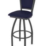 25-Inch Steel Swivel Counter Stool with Pewter Finish, Canter Twilight 2.5-Inch Cushion Seat, Padded Back, and Single-Ring Base