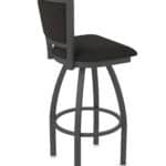 36-Inch Steel Swivel Bar Stool with Pewter Finish, Canter Espresso 2.5-Inch Cushion Seat, Padded Back, and Single-Ring Base