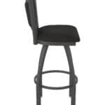 36-Inch Steel Swivel Bar Stool with Pewter Finish, Canter Espresso 2.5-Inch Cushion Seat, Padded Back, and Single-Ring Base