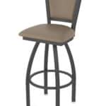 36-Inch Steel Swivel Bar Stool with Pewter Finish, Canter Earth 2.5-Inch Cushion Seat, Padded Back, and Single-Ring Base
