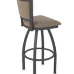 36-Inch Steel Swivel Bar Stool with Pewter Finish, Canter Earth 2.5-Inch Cushion Seat, Padded Back, and Single-Ring Base