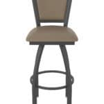 36-Inch Steel Swivel Bar Stool with Pewter Finish, Canter Earth 2.5-Inch Cushion Seat, Padded Back, and Single-Ring Base