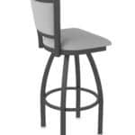 36-Inch Steel Swivel Bar Stool with Pewter Finish, Canter Folkstone Grey 2.5-Inch Cushion Seat, Padded Back, and Single-Ring Base