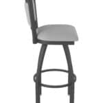 36-Inch Steel Swivel Bar Stool with Pewter Finish, Canter Folkstone Grey 2.5-Inch Cushion Seat, Padded Back, and Single-Ring Base