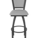 36-Inch Steel Swivel Bar Stool with Pewter Finish, Canter Folkstone Grey 2.5-Inch Cushion Seat, Padded Back, and Single-Ring Base