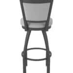 36-Inch Steel Swivel Bar Stool with Pewter Finish, Canter Folkstone Grey 2.5-Inch Cushion Seat, Padded Back, and Single-Ring Base