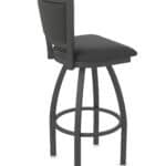 25-Inch Steel Swivel Counter Stool with Pewter Finish, Canter Iron 2.5-Inch Cushion Seat, Padded Back, and Single-Ring Base