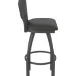 25-Inch Steel Swivel Counter Stool with Pewter Finish, Canter Iron 2.5-Inch Cushion Seat, Padded Back, and Single-Ring Base